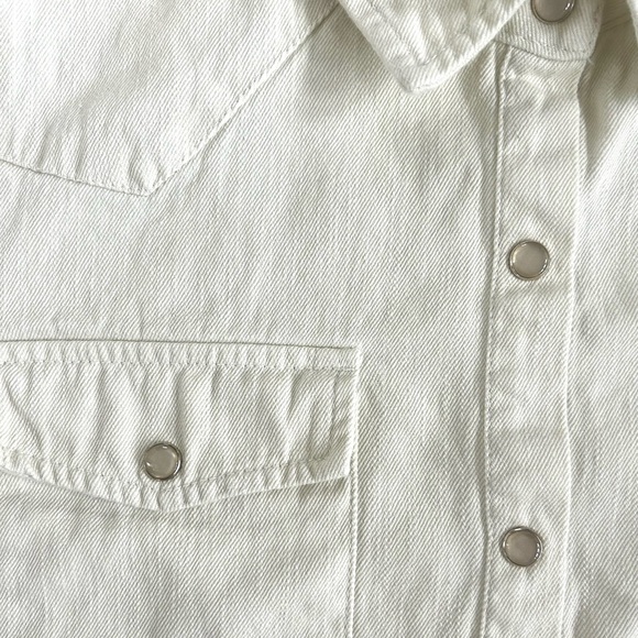 TUCKERNUCK ivory steele denim button down shirt pearl snap western cotton size L - Picture 8 of 13